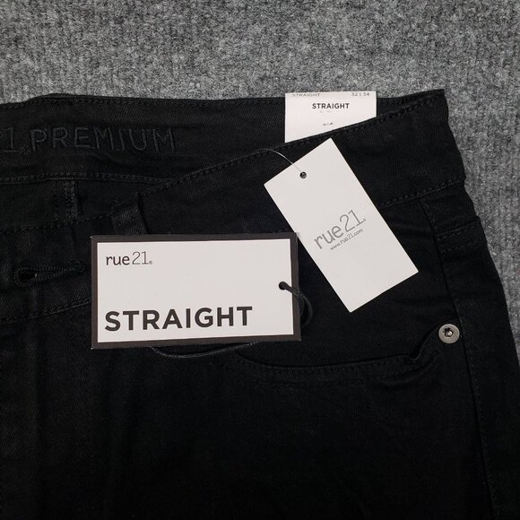 Rue21 Jeans Mens 32X34 Black Denim Supreme Flex Straight Distressed Patches New - Picture 9 of 12